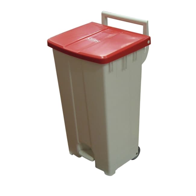 100 l pedal container red lid .