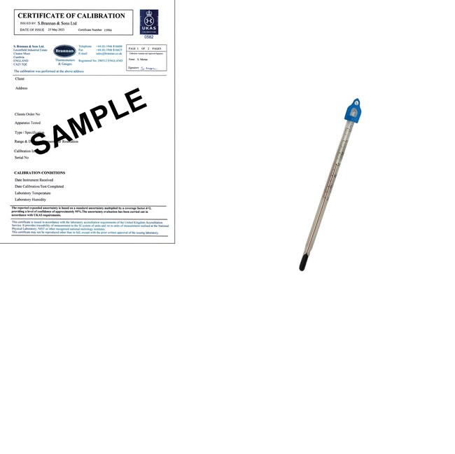 155mm Lab. Thermometer -10/110C 1.0C div