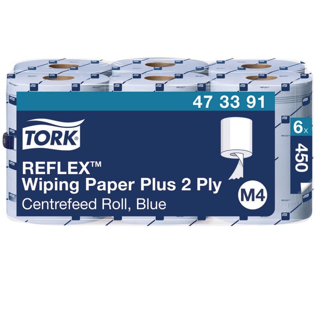 6ROLL Tork Reflex Wiping Paper Plus Blue