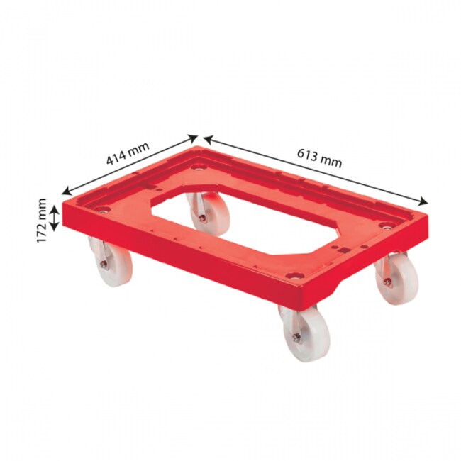 Red steel housing dolly with 4 pivoting