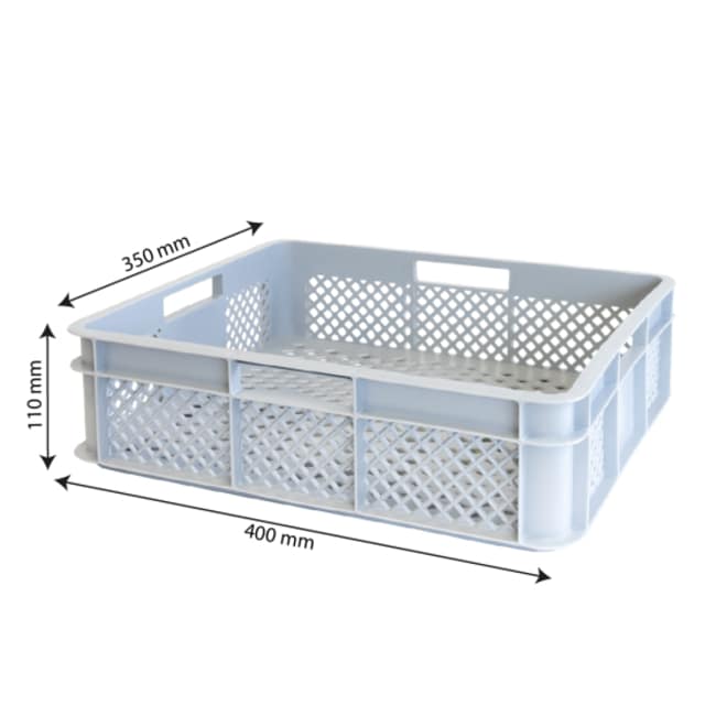 11LT Grey Perforated crate with handles