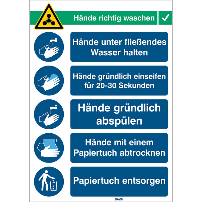 Sicherheitsschild Richtiges Händewaschen