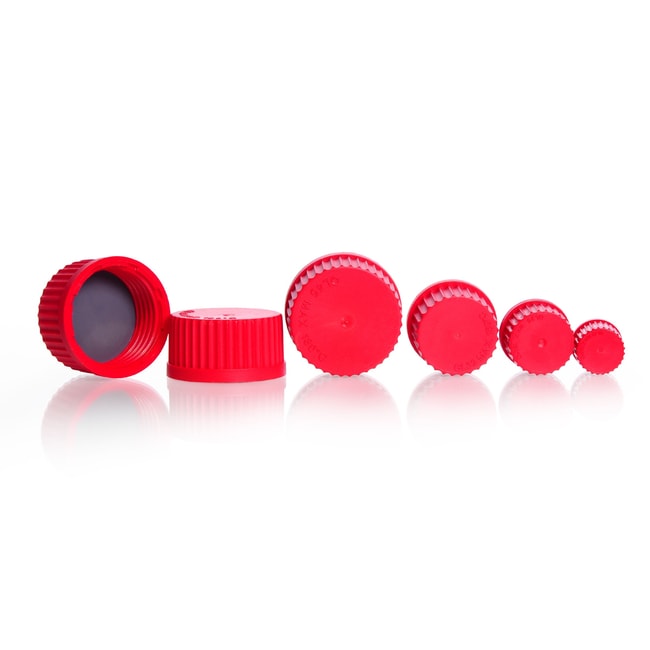 X10 Screw-caps, GL 45, PBT, red, w/PTFE