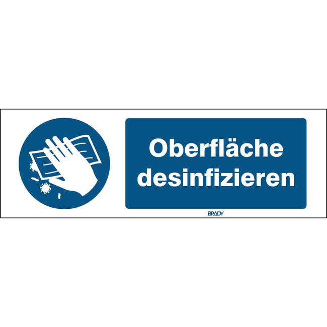 Disinfect surface Sign Aluminium German