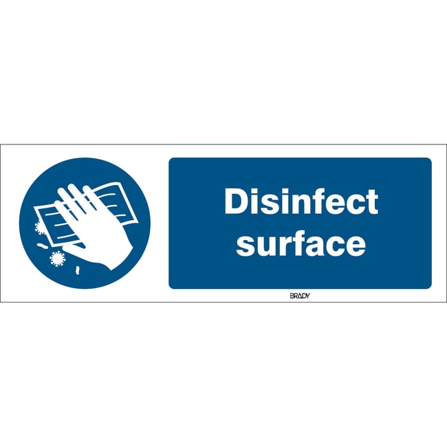 Disinfect surface Sign Aluminium English