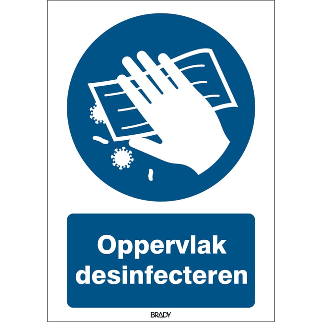 Disinfect surface Sign Aluminium Dutch M