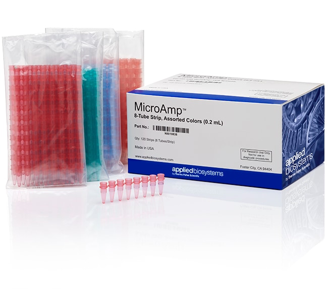 MicroAmp® 8-Tube Strip, Assorted Colors,