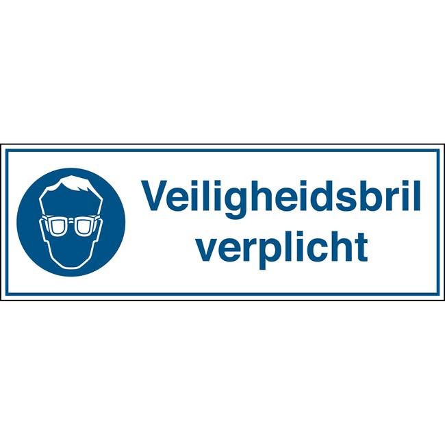 Sticker 'veiligheidsbril verplicht', nie