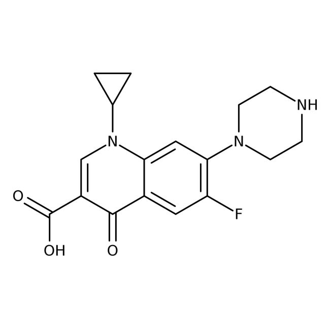 Ciprofloxacin, 98%, C17H18FN3O3, CAS Num