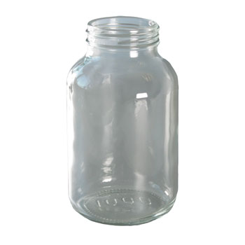 Glas-Weithalsgewindeflasche 1,000l klar
